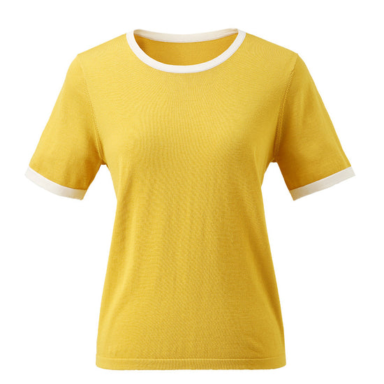 COMOBOCA Women's Retro Ringer Cotton Silk T-Shirt