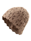 COMOBOCA 100% Cashmere Women's Floral Crochet Knit Beanie