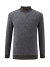 COMOBOCA 100% Cashmere Men's Mock Neck Jacquard Sweater