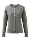 COMOBOCA 100% Wool Women's Round Neck Cardigan Sweater