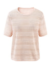 COMOBOCA Women's Openwork Mesh Knit T-Shirt