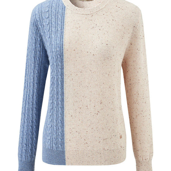 COMOBOCA 100% Cashmere Women's Color Block Cable Knit Sweater