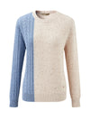 COMOBOCA 100% Cashmere Women's Color Block Cable Knit Sweater