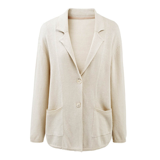 COMOBOCA Women's Pockets Relaxed Knit Blazer