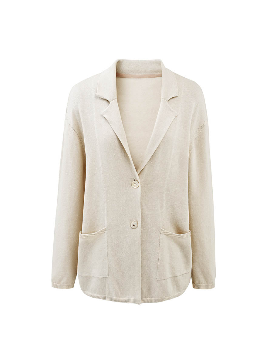 COMOBOCA Women's Pockets Relaxed Knit Blazer