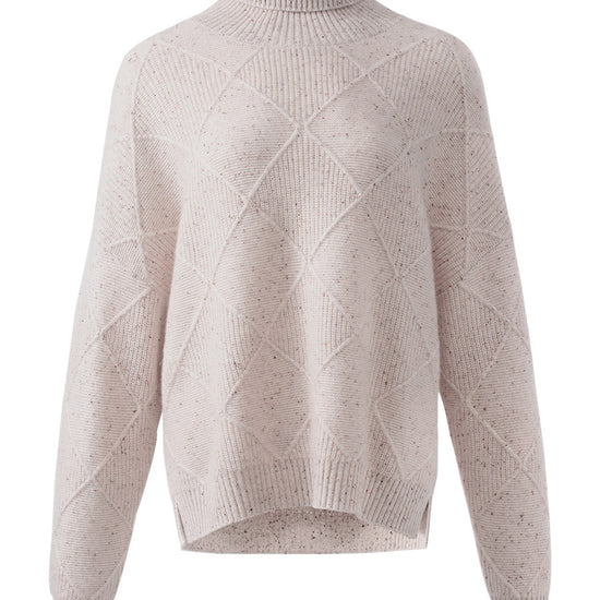COMOBOCA 100% Cashmere Women's Diamond Knit Turtleneck Sweater