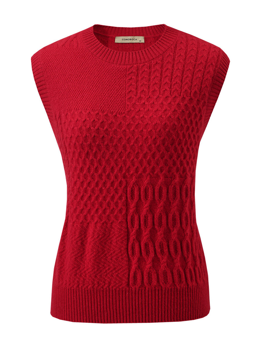 COMOBOCA 100% Cashmere Women's Knitted Sleeveless Sweater Vest