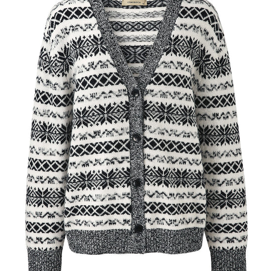 COMOBOCA 100% Wool Women's Snowflake Pattern Cardigan