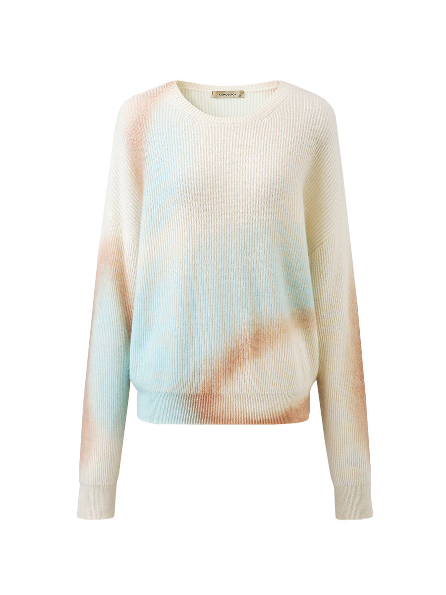COMOBOCA 100% Cashmere Women's Gradient Color Knit Sweater