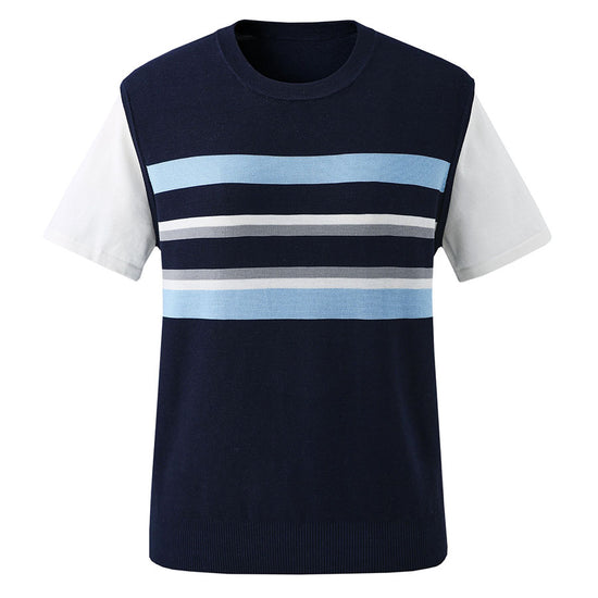 COMOBOCA Women's Striped Layered Knit T-Shirt