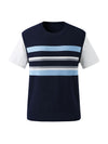 COMOBOCA Women's Striped Layered Knit T-Shirt