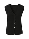 COMOBOCA 100% Wool Women's Button-Down Knit Vest