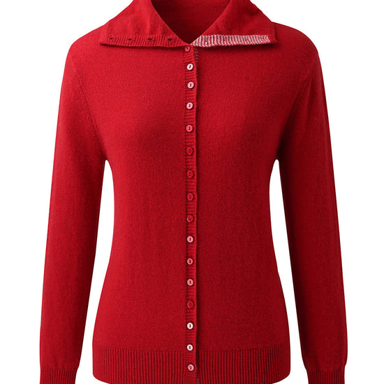 COMOBOCA 100% Cashmere Women's Turtleneck Button-Up Cardigan