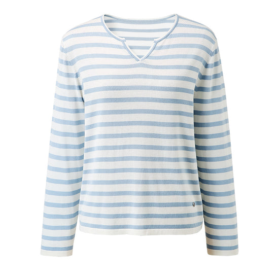 COMOBOCA Women's Striped Long Sleeve V-Neck T-Shirt