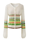 COMOBOCA Women's Rainbow Striped Button Down Cardigan