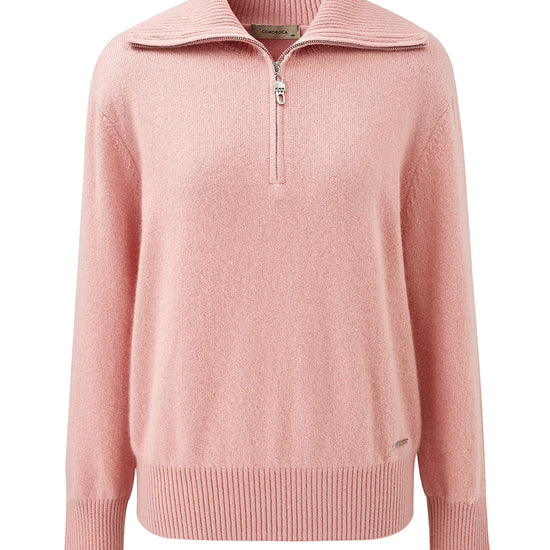 COMOBOCA 100% Cashmere Women's Half Zip Mock Neck Knit Sweater