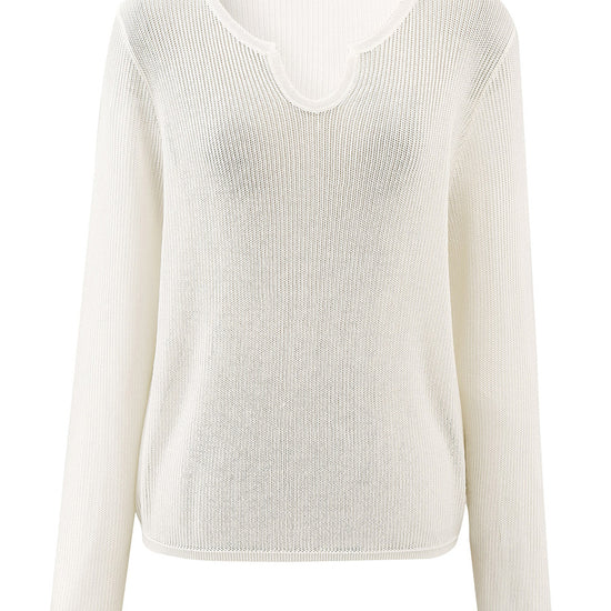 COMOBOCA Women's Split V-Neck Knit Sweater