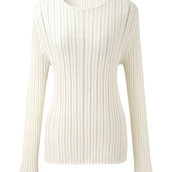 COMOBOCA Women's Ribbed Round Neck Knit Sweater