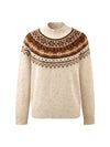 COMOBOCA 100% Cashmere Women's Fair Isle Mock Neck Sweater