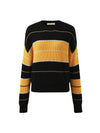 COMOBOCA 100% Cashmere Women's Striped Crewneck Sweater
