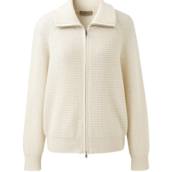 COMOBOCA 100% Cashmere Women's Double Zip Knit Cardigan
