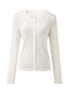 COMOBOCA Women's Button-Up Cardigan with Cable Knit Detail