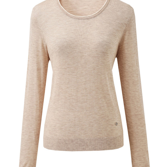 COMOBOCA Women's Rhinestone Detail Crewneck Knit Sweater