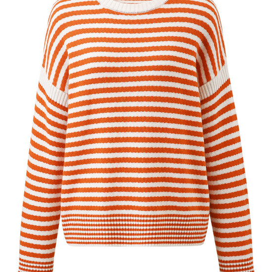 COMOBOCA 100% Wool Women's Striped Knit Pullover Sweater