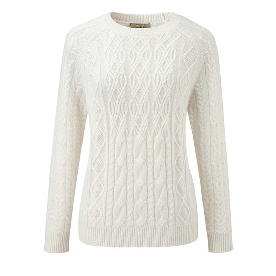 COMOBOCA 100% Cashmere Women's Cable Knit Round Neck Sweater