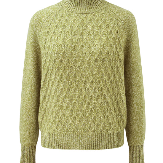 COMOBOCA 100% Cashmere Women's Cable Knit Mock Neck Sweater