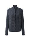 COMOBOCA 100% Cashmere Women's Cable Mock Neck Knit Cardigan
