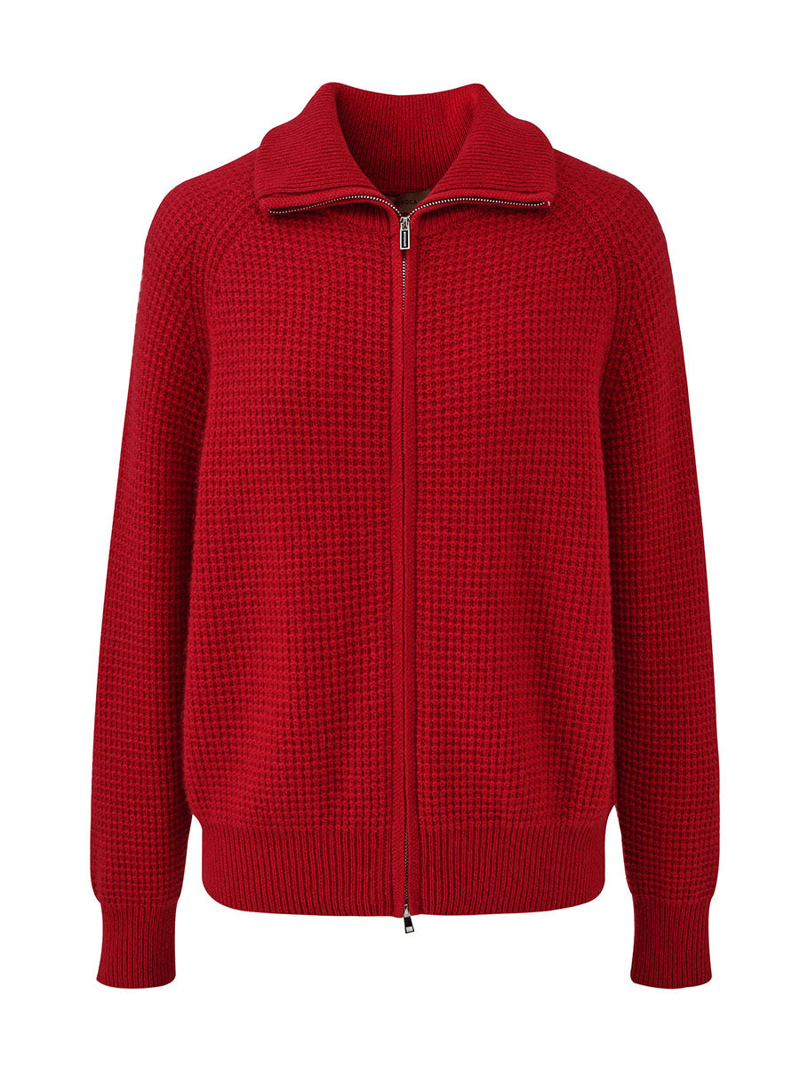 COMOBOCA 100% Cashmere Women's Double Zip Knit Cardigan