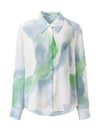 COMOBOCA 100% Mulberry Silk Women's Watercolor Print Shirt