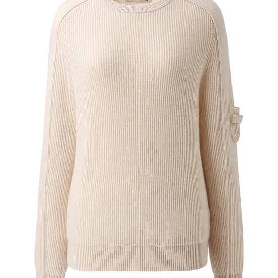 COMOBOCA 100% Cashmere Women's Ribbed Round Neck Sweater