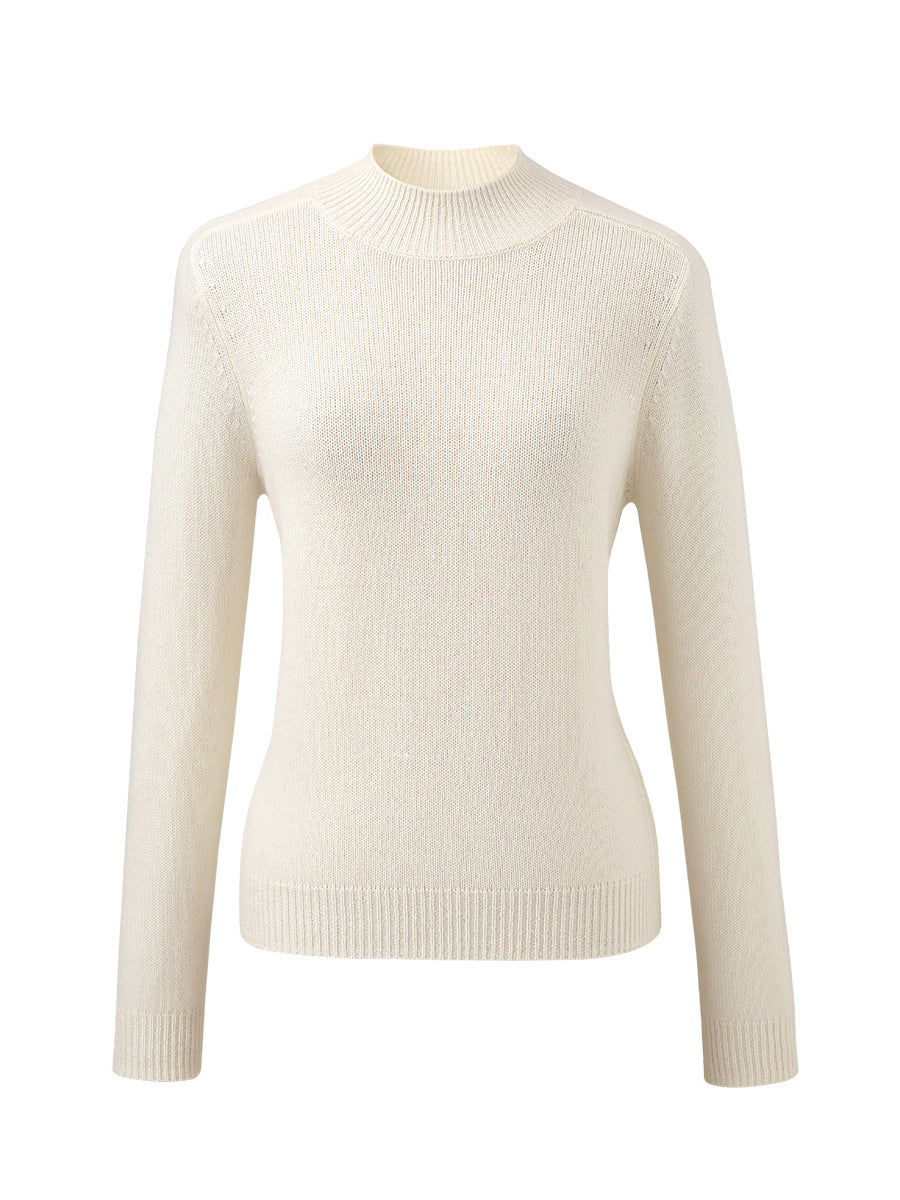 COMOBOCA 100% Cashmere Women's Mock Neck Knit Sweater