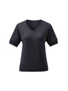 COMOBOCA Women's Lyocell V-Neck Ribbed Knit T-Shirt