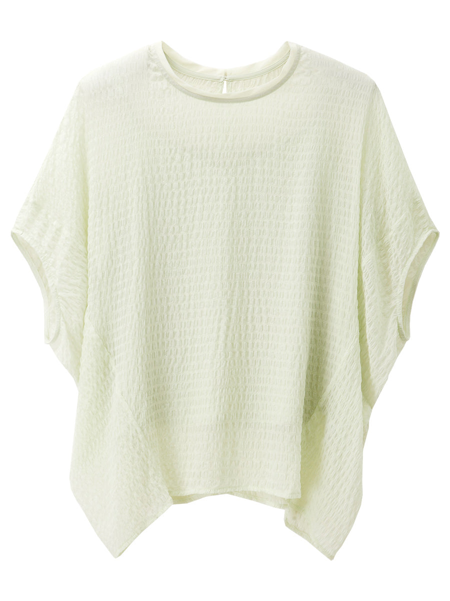 COMOBOCA Women's Crinkle Textured Blouse with Button Closure