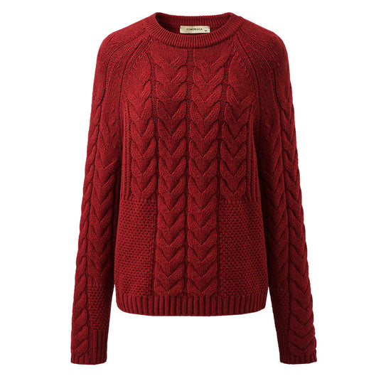 COMOBOCA 100% Wool Women's Cozy Cable Knit Sweater