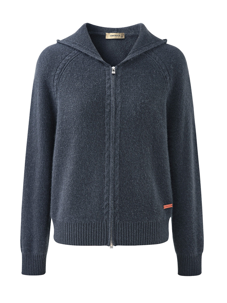 COMOBOCA 100% Cashmere Women's Double Zip Hoodie