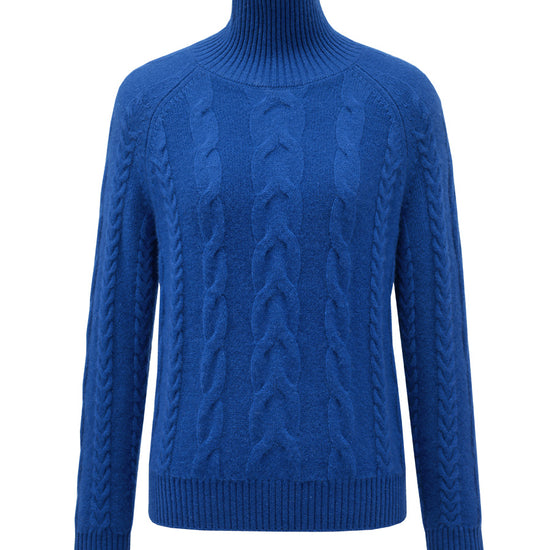 COMOBOCA 100% Cashmere Women's Turtleneck Cable Knit Sweater