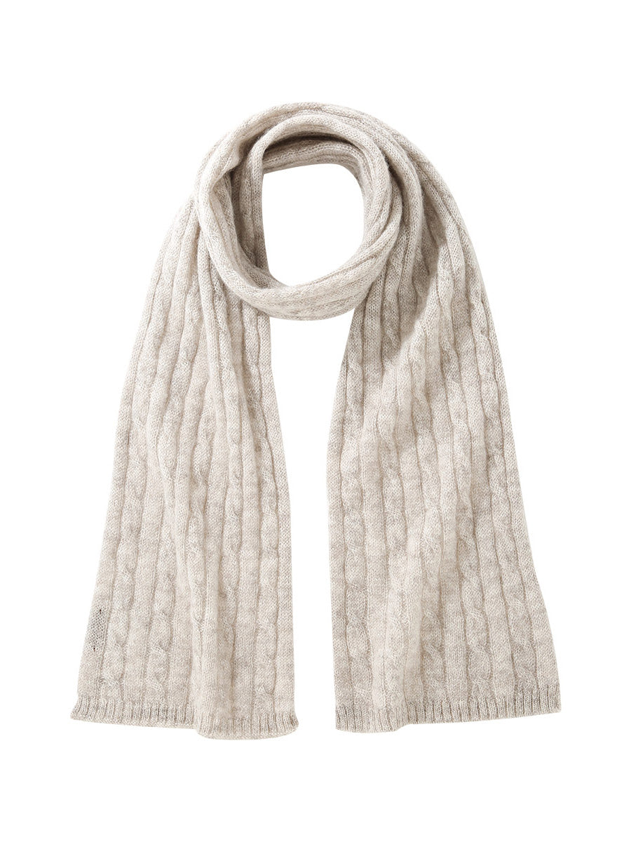 COMOBOCA 100% Cashmere Classic Cable Knit Scarf