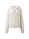COMOBOCA 100% Wool Women's Cardigan Cable Knit Hoodie