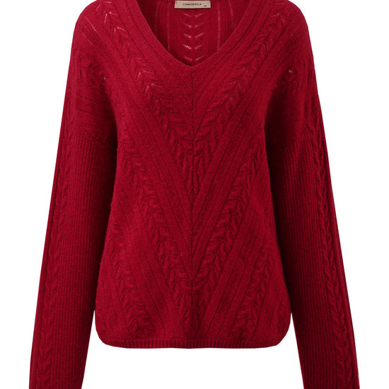 COMOBOCA 100% Cashmere Women's V-Neck Drop Shoulder Sweater