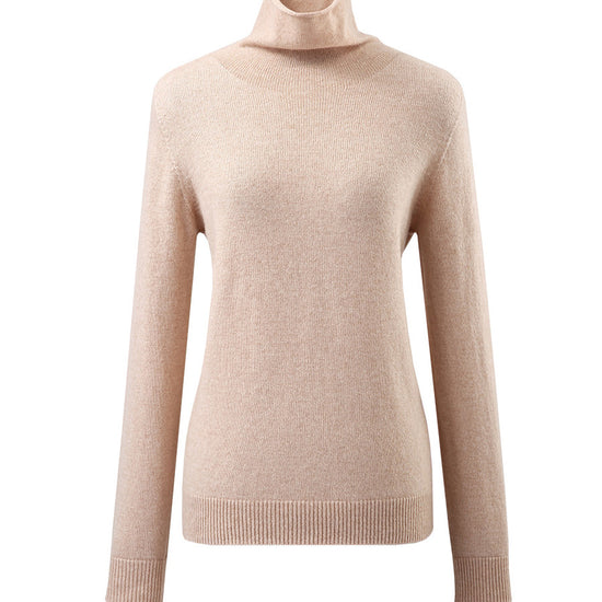 COMOBOCA 100% Wool Women's Ribbed Turtleneck Sweater