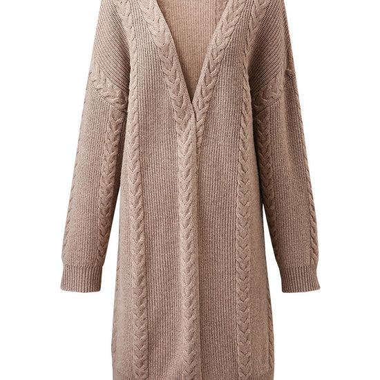 COMOBOCA 100% Wool Women's Cozy Cable Knit Long Coat