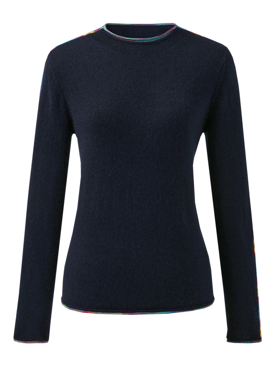 COMOBOCA 100% Cashmere Women's Sweater with Built-in Collar