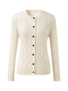 COMOBOCA 100% Cashmere Women's Cable Knit Button Front Cardigan