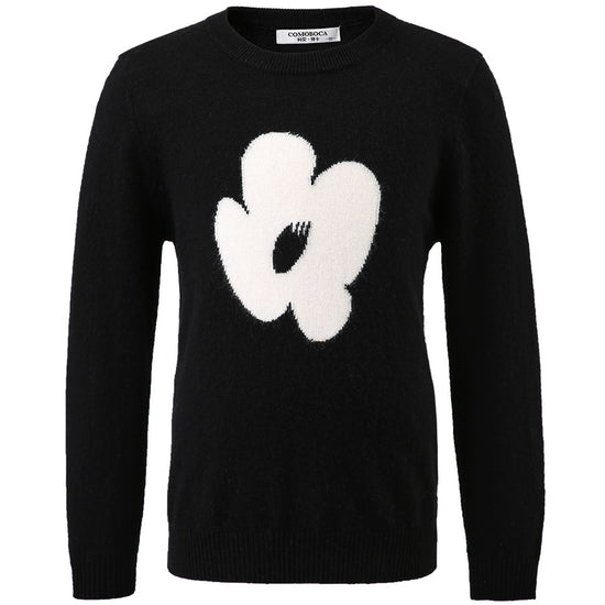 COMOBOCA 100% Wool Kids' Intarsia Round Neck Knit Sweater