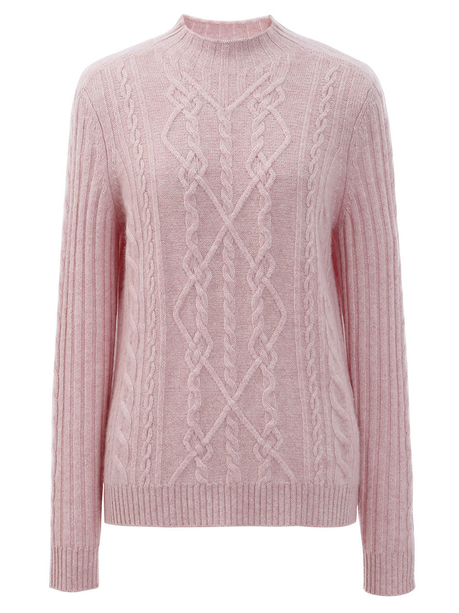 COMOBOCA 100% Cashmere Women's Mock Neck Knit Sweater