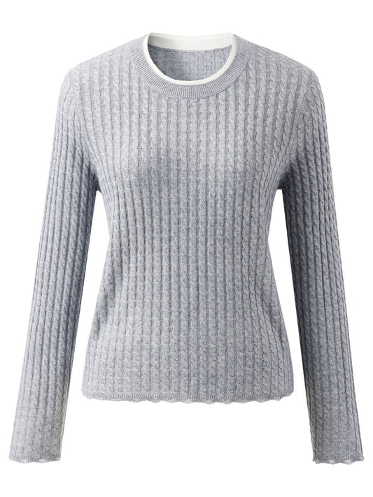 COMOBOCA Women's Cable Knit Ribbed Sweater